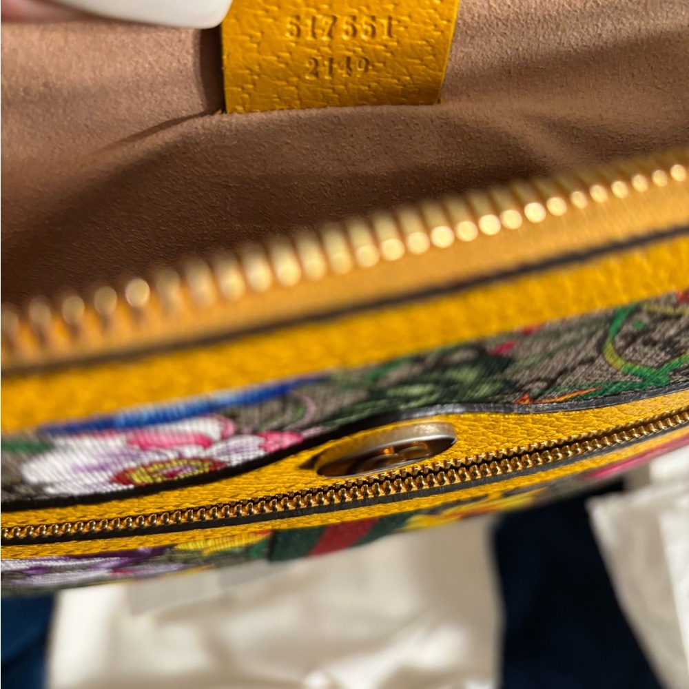 Gucci Ophidia Floral Gg Pouch In Brown Canvas And Leather - Picture 7 of 12